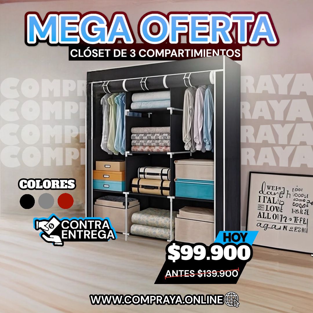 CLOSET DE 3 COMPARTIMIENTOS